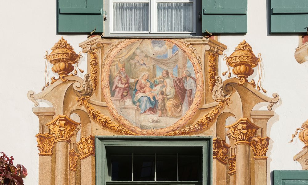 Décoration murale, rencontre entre la Vierge Marie, Sainte Elisabeth, et les deux cousins Jésus et Saint Jean-Baptiste…