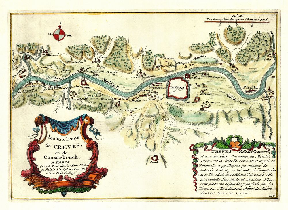 Nicolas de Fer, map of Trier and surroundings, 1692