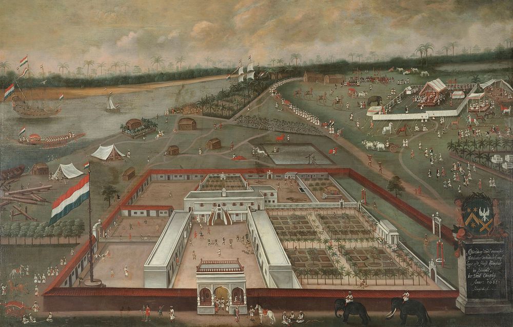 Trade lodge of the VOC in Hooghly, Bengal, by Hendrik van Schuylenbergh (ca. 1620–1689), oil on canvas, 1665. Left the river…