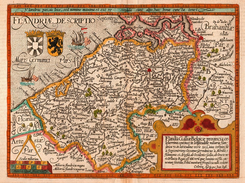 Map of the county of Flanders by Matthias Quad (cartographer) and Johannes Bussemacher (engraver & publisher, Cologne)
