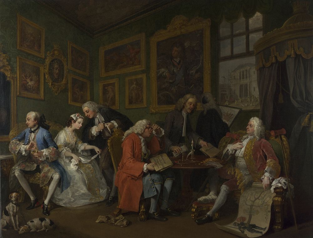 Marriage A-la-Mode: 1, The Marriage Settlement. William Hogarth. Oil on canvas. 69.9 x 90.8 cm