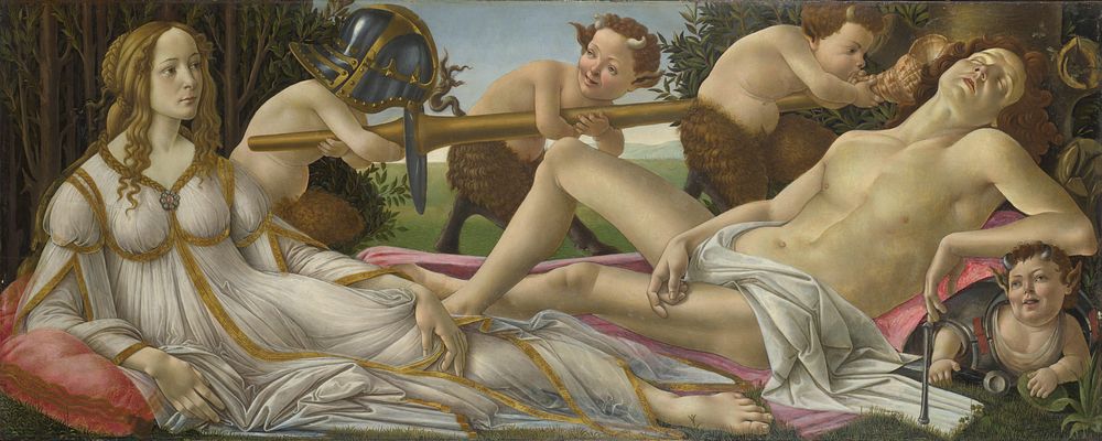 Sandro Botticelli's Mars and Venus (1483) famous painting.