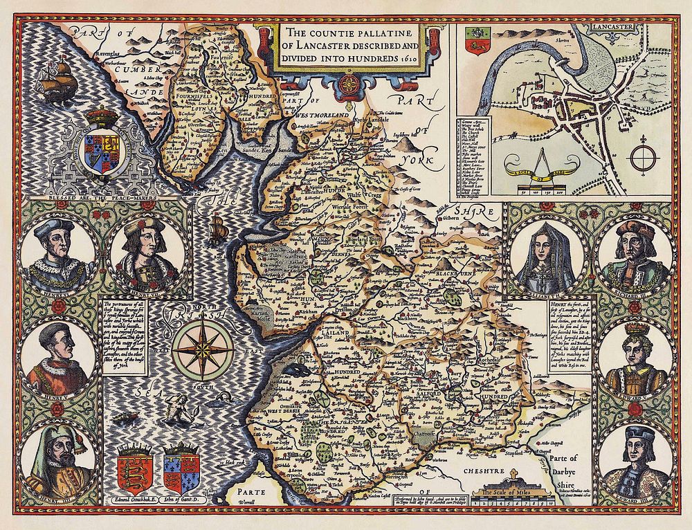 "The countie pallantine of Lancaster [a.k.a. Lancashire, England] described and divided into hundreds 1610"