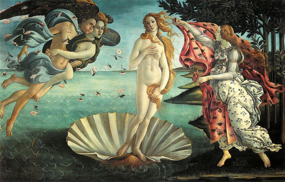 Sandro Botticelli's The Birth of Venus (1485&ndash;1486) famous painting.