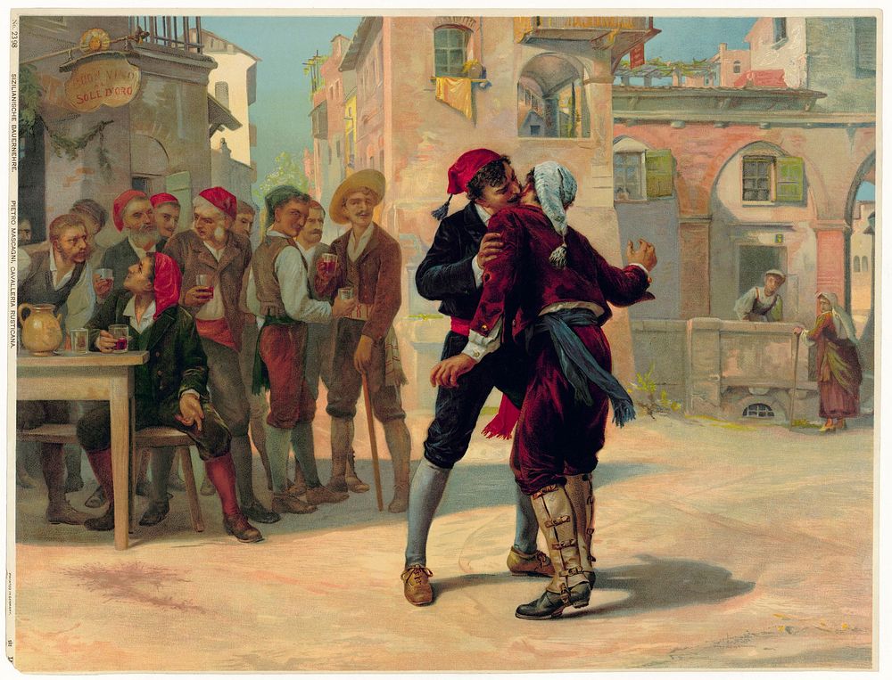 "Sizilianische Bauernehre. Pietro Mascagni : Cavalleria Rusticana" - Scene from near the end of the opera, where Alfio and…