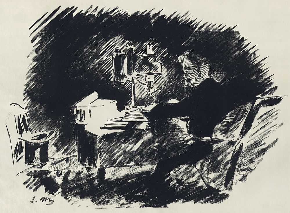 Illustration by Édouard Manet for a French translation by Stéphane Mallarmé of Edgar Allan Poe's "The Raven". Part 1 of 4…
