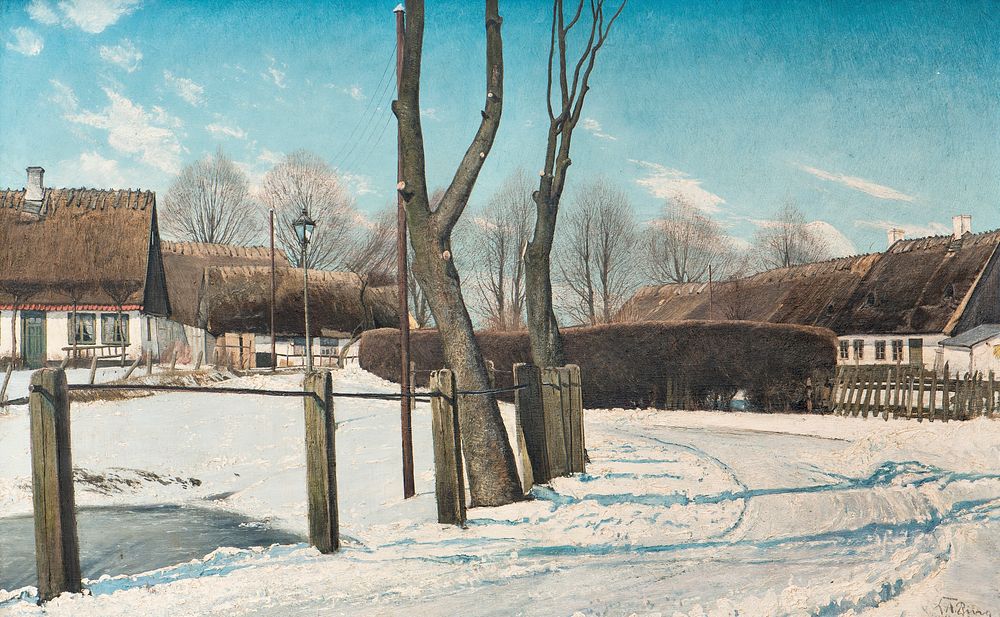 Snebillede (Winter scene), oil painting by L.A. Ring (Denmark), 1915. High resolution scan.