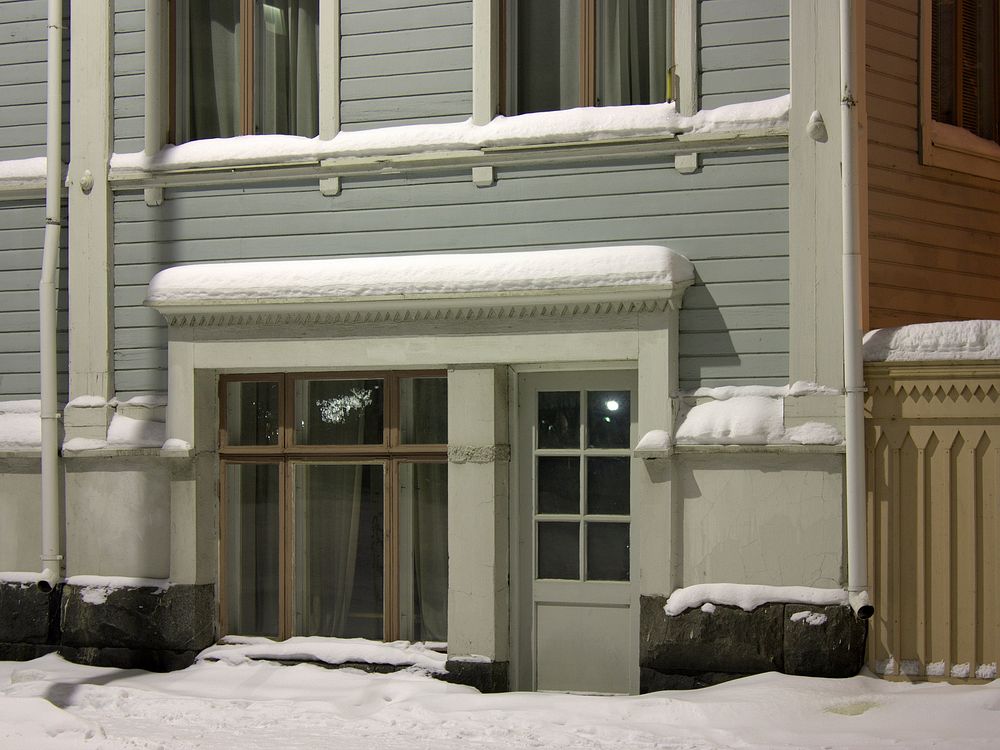 A house on Rantakatu street, Oulu. Wooden building was designed by architect John Lybeck and built in 1883.