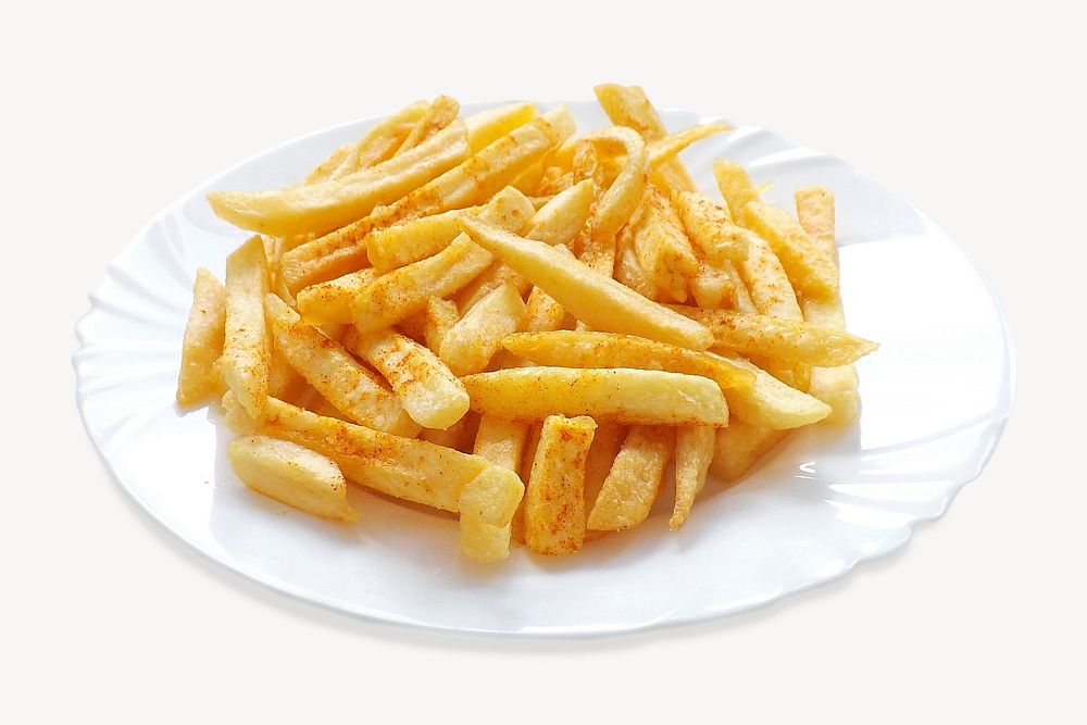 French fries, isolated food image psd