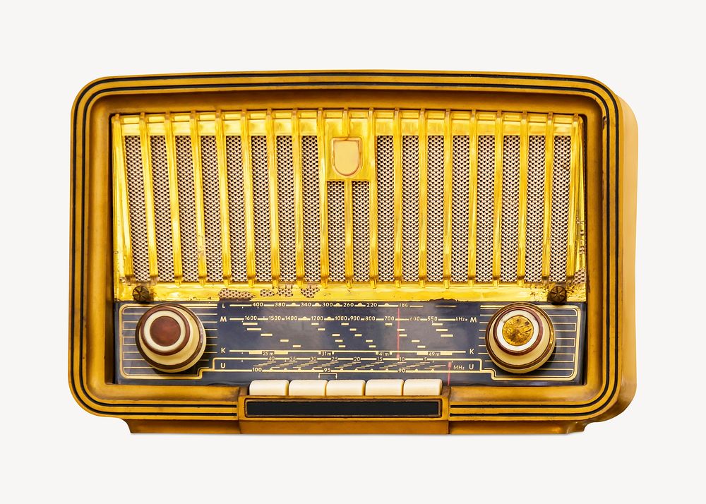 Vintage radio, isolated object image psd