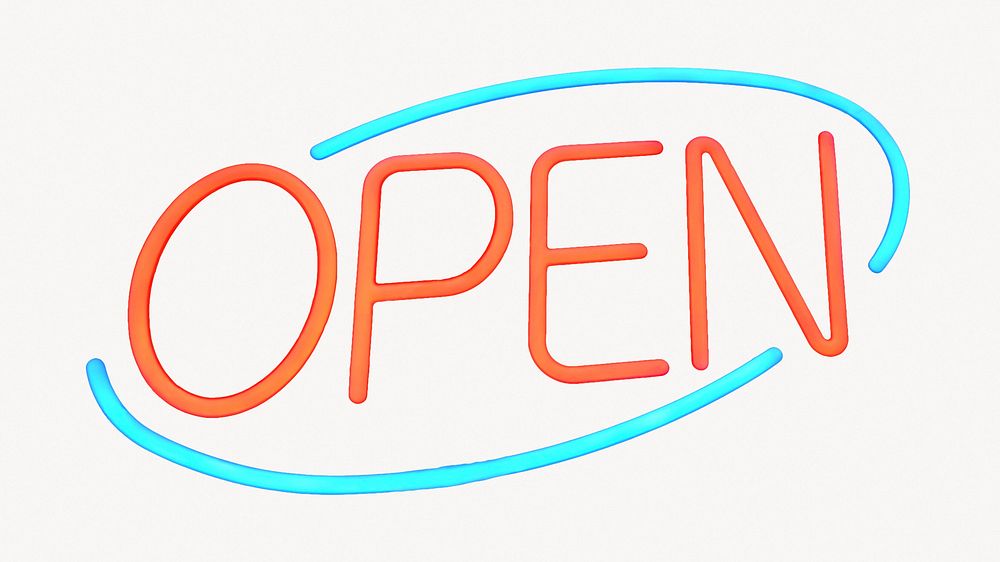 Open neon sign, isolated image
