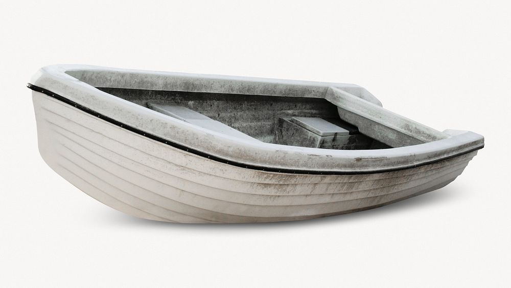 Old boat, rustic watercraft, off white design