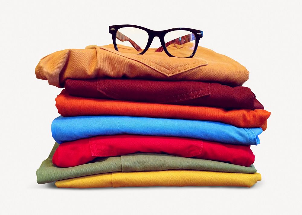 Folded clothes, isolated apparel image psd