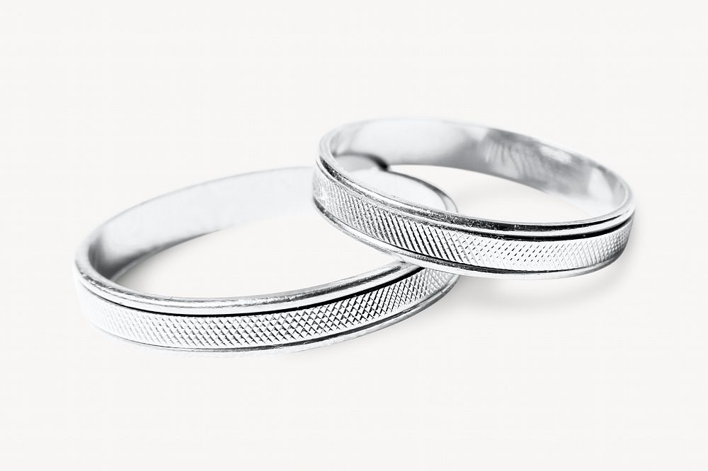 Silver wedding rings, isolated object image