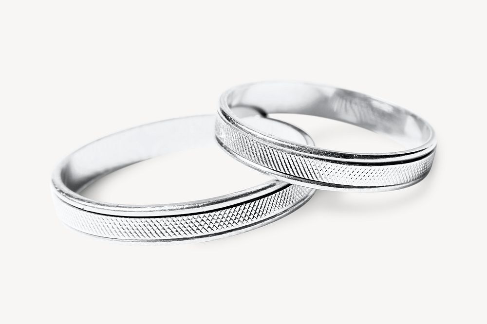 Silver wedding rings, isolated object image psd