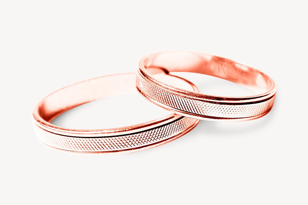 Pink wedding rings, isolated object image psd