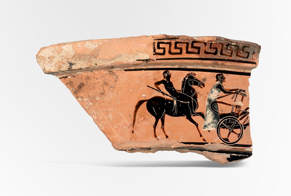 Terracotta fragment of a volute-krater (bowl for mixing wine and water) Original from the MET Museum. Digitally enhanced by…