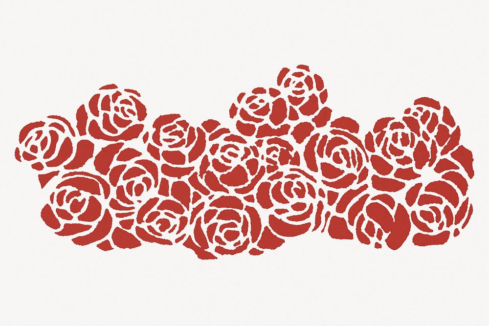 Red roses border collage element  psd