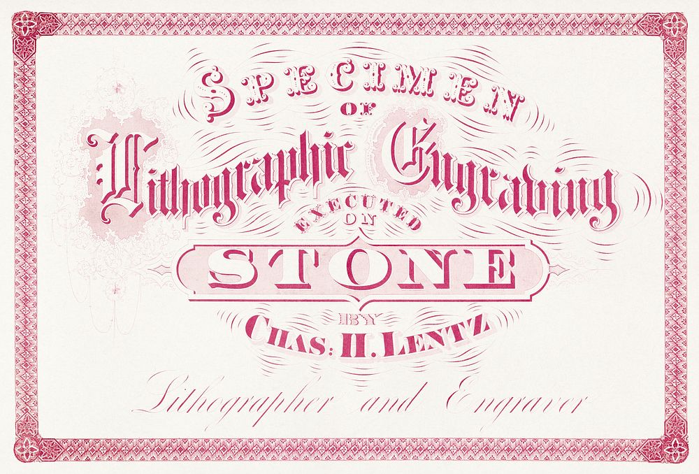 Specimen of lithographic engraving executed on stone. Original from the Library of Congress. Digitally enhanced by rawpixel.
