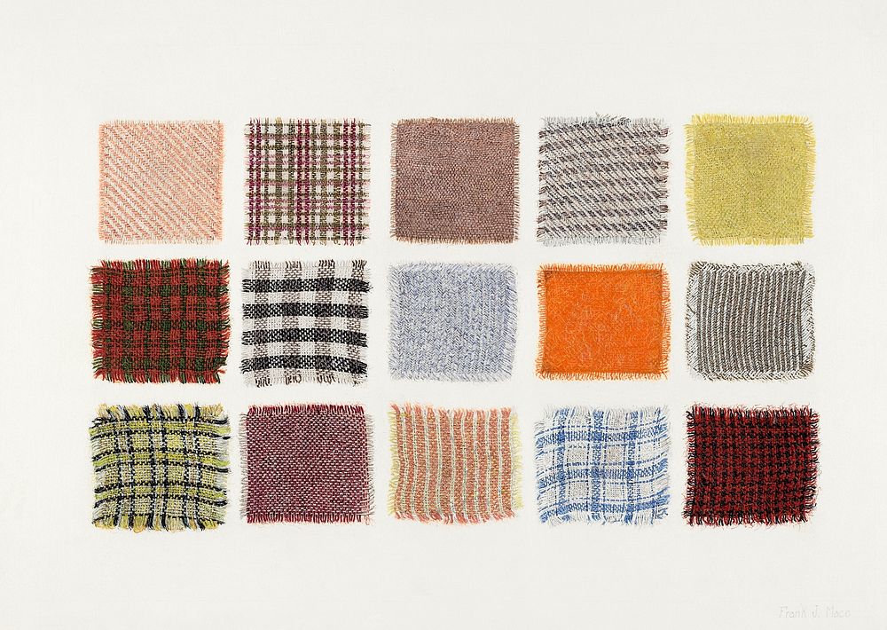 Factory cloth samples (1935/1942) by Frank J. Mace. Original from The National Gallery of Art. Digitally enhanced by…