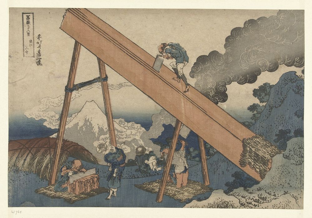 Hokusai's In the Totomi Mountains (1830) from the Thirty-six views of Mt Fuji series 1826&ndash;33. Original public domain…