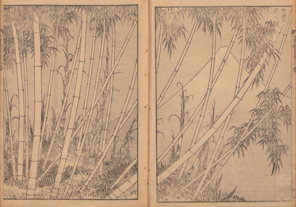 Hokusai's Mount Fuji of the Bamboo Grove (1835). Original public domain image from the MET museum.