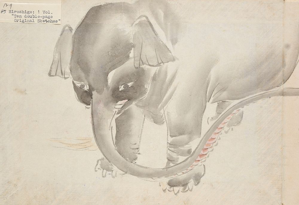 Utagawa Hiroshige (1797 &ndash; 1858) Elephant, Album of ichiryusai hiroshige's sketches. Original public domain image from…