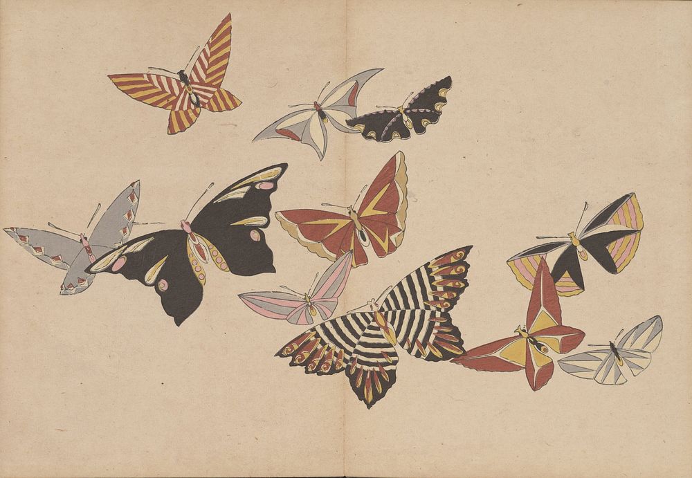 All Kinds of Butterflies, Vol. 1 (1908) painting in high resolution by Kamisaka Sekka. Original from the Minneapolis…