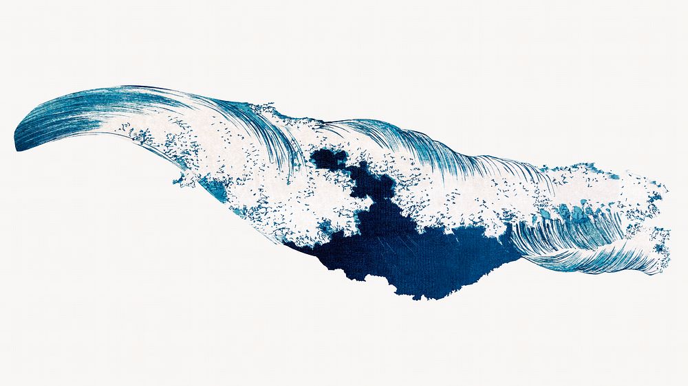 Vintage Japanese ocean waves desktop wallpaper.  Remastered by rawpixel. 