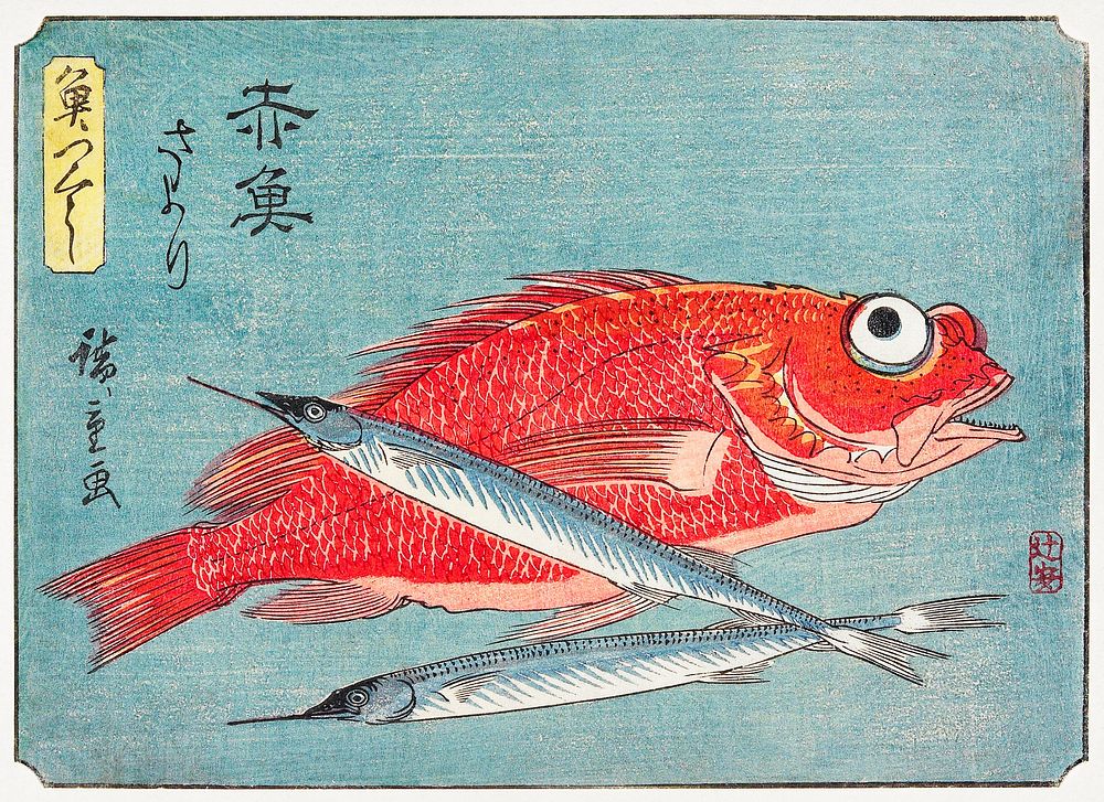 Red Snapper and Halfbeak (1835-1839) by Utagawa Hiroshige. Original public domain image from the Minneapolis Institute of…