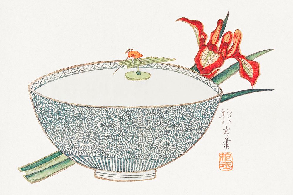 Bowl of Water with Tiny Boatman Floating (1830s) by Yamada Hogyoku. Original public domain image from The Minneapolis…