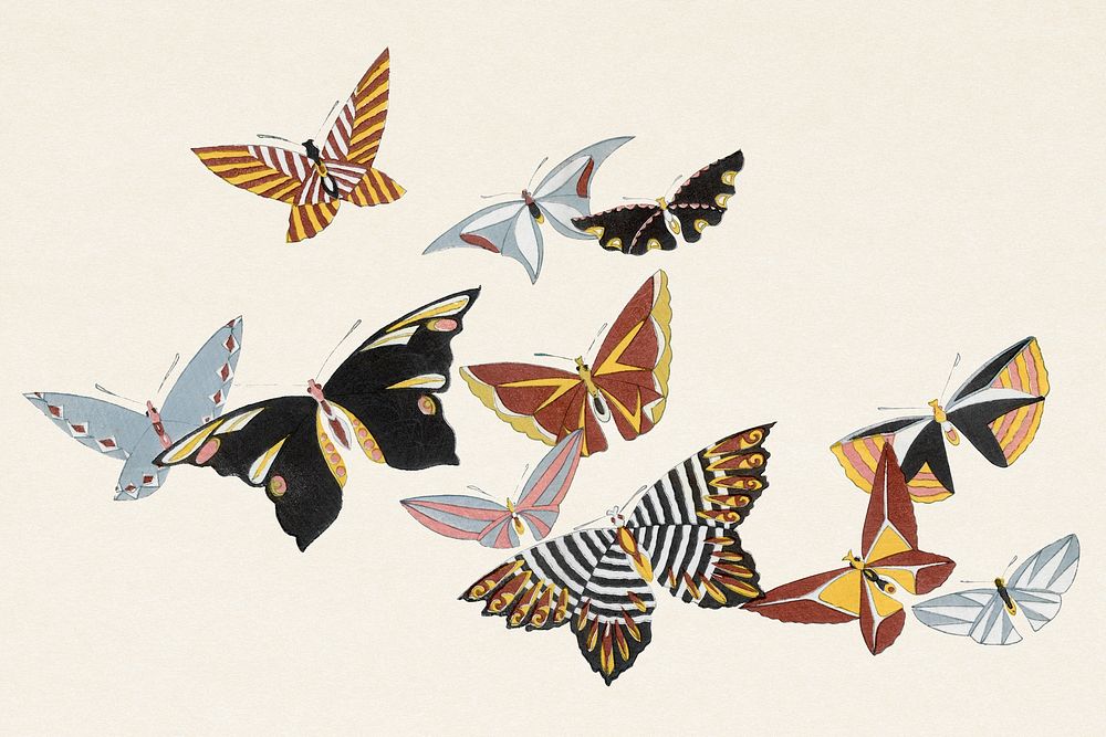 All Kinds of Butterflies, Vol.1 (1908) painting in high resolution by Kamisaka Sekka. Original from the Minneapolis…