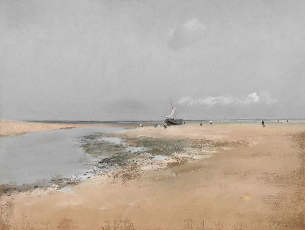 Beach at Low Tide, Edgar Degas's vintage illustration. Digitally enhanced by rawpixel.
