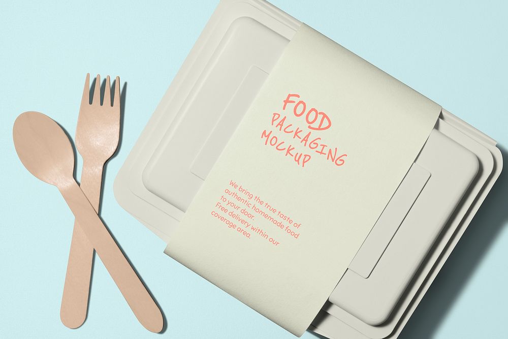 Food packaging mockup psd, label design, eco-friendly product