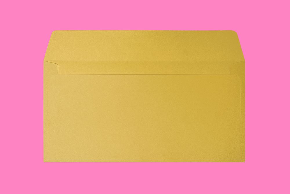 Yellow envelope, realistic stationery with blank space