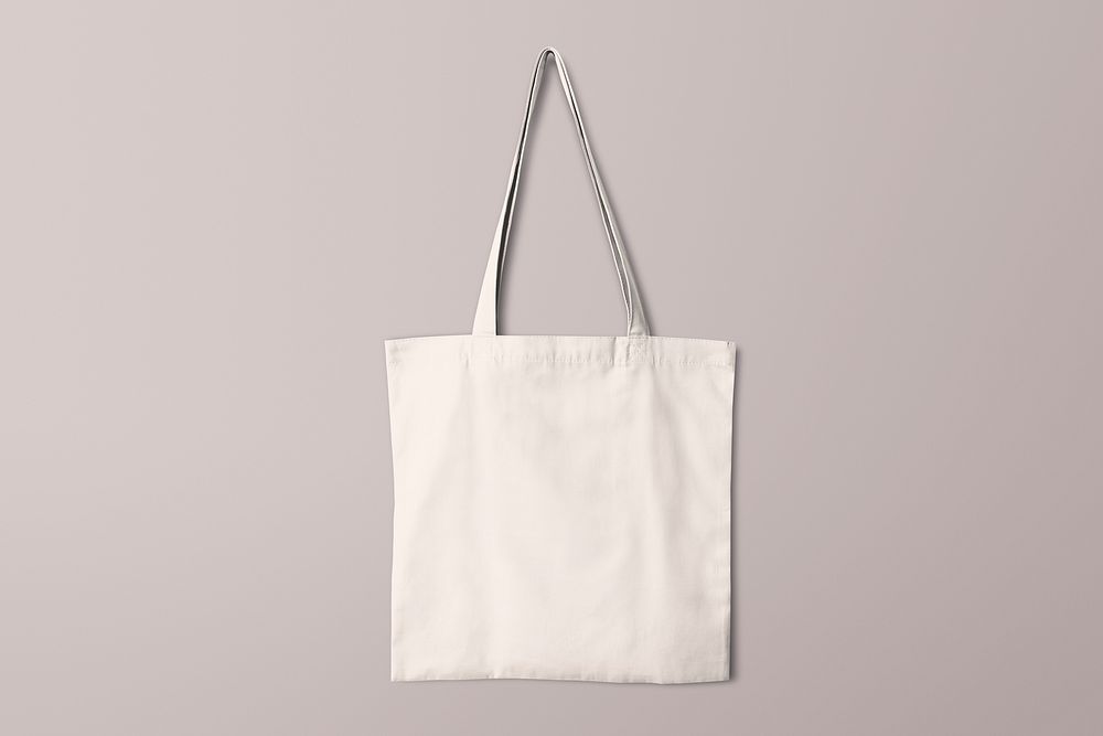 Canvas tote bag mockup, white realistic design psd