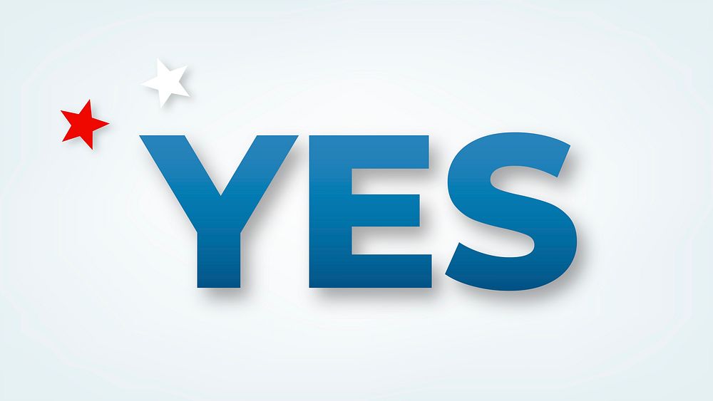 Yes text typography on blue