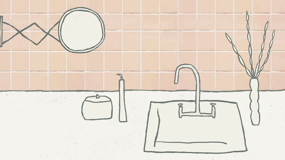 Bathroom doodle desktop background illustration