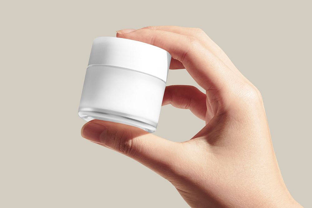 Skincare jar, white product packaging design