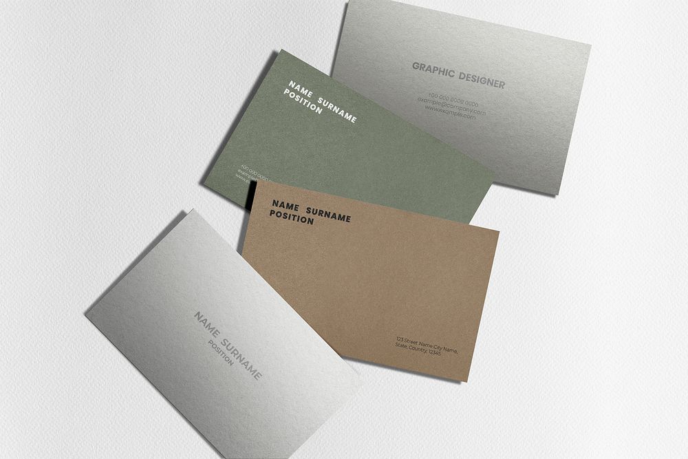 Business cards mockup psd sustainability eco industry in multicolor