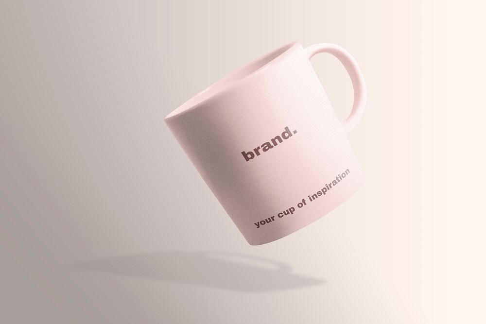 Ceramic coffee mug mockup psd in pink minimal design