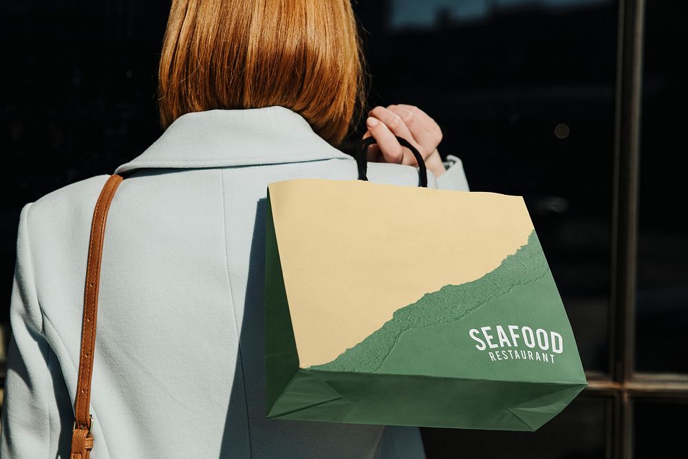 Food paper bag mockup, eco-friendly packaging psd