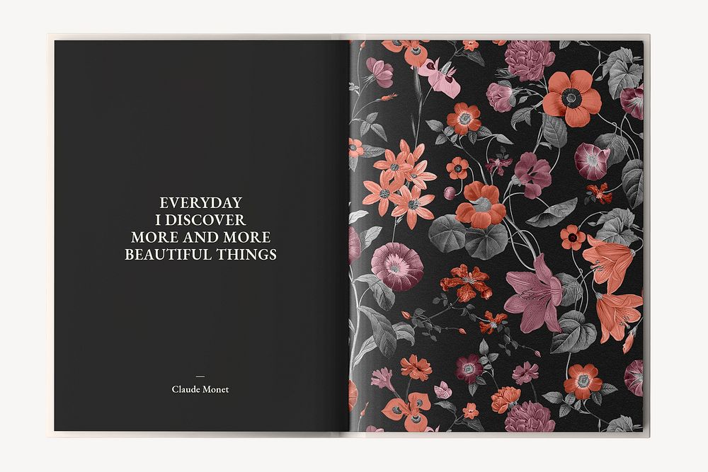 Vintage floral book flat lay, Pierre Joseph Redout&eacute;, remixed by rawpixel 