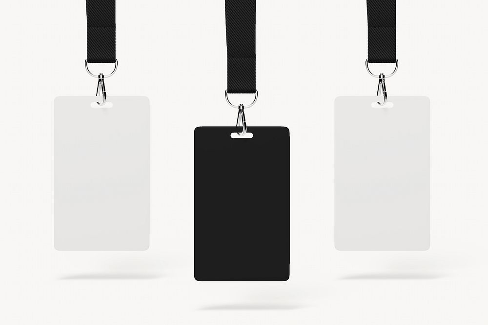 Three ID cards, black & white 3D design