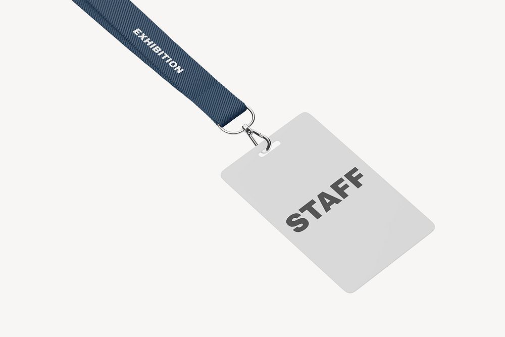 Lanyard ID badge mockup, gray 3D design psd