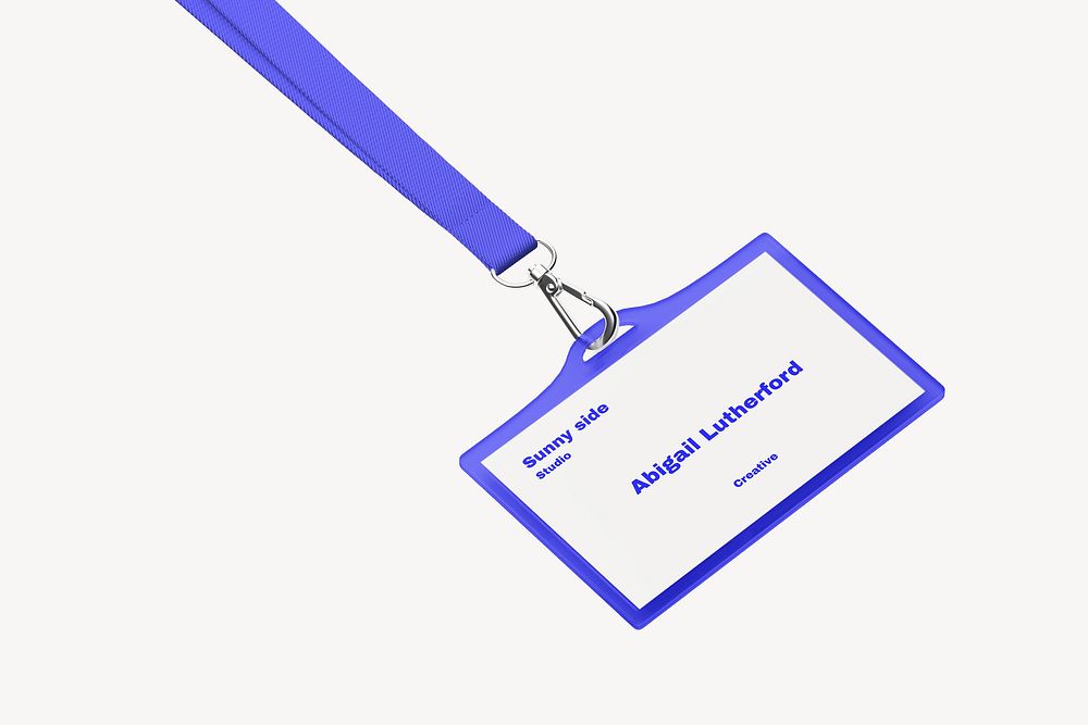 Staff card mockup, blue 3D rendering design psd