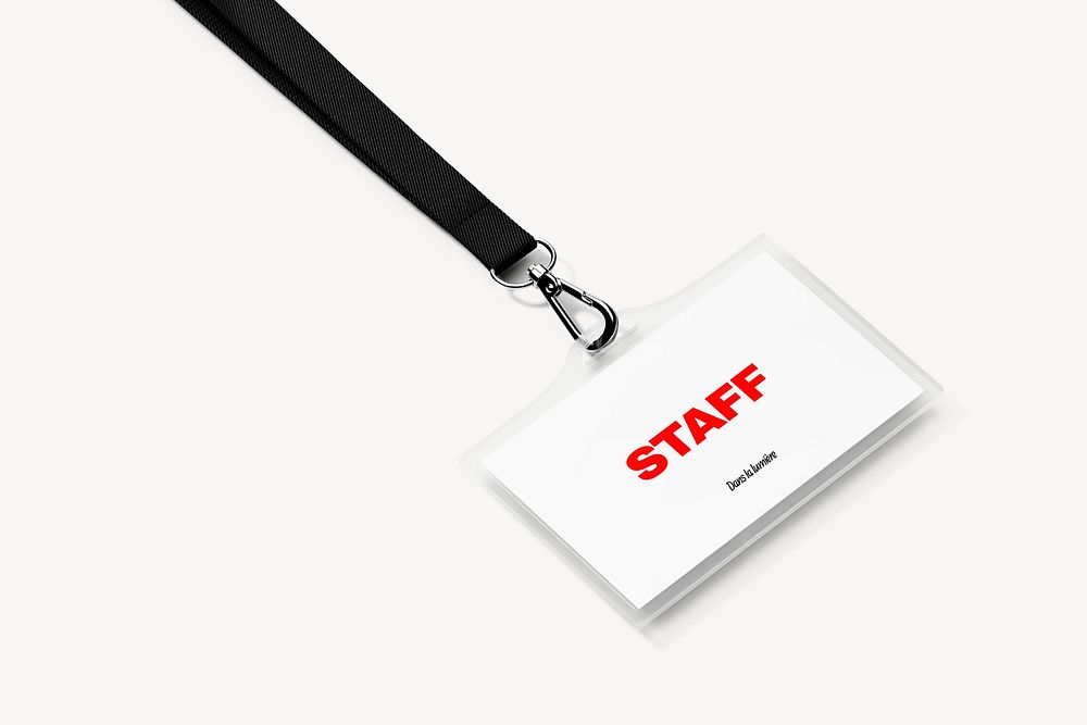 Staff card mockup, black & white 3D design psd
