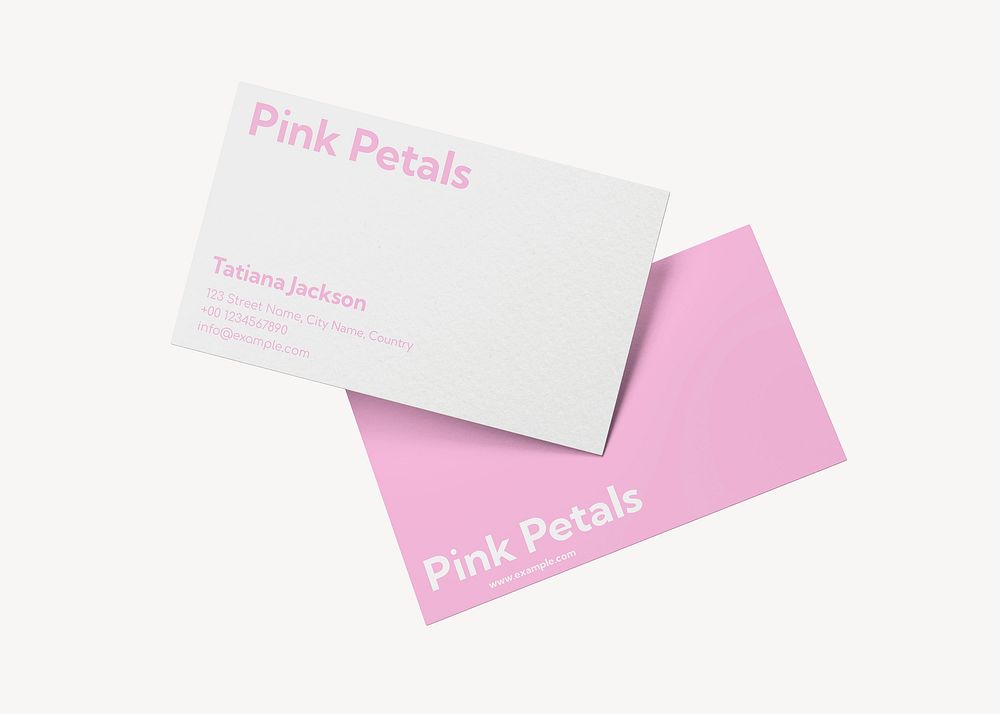 Business card mockup, pink 3D rendering design psd