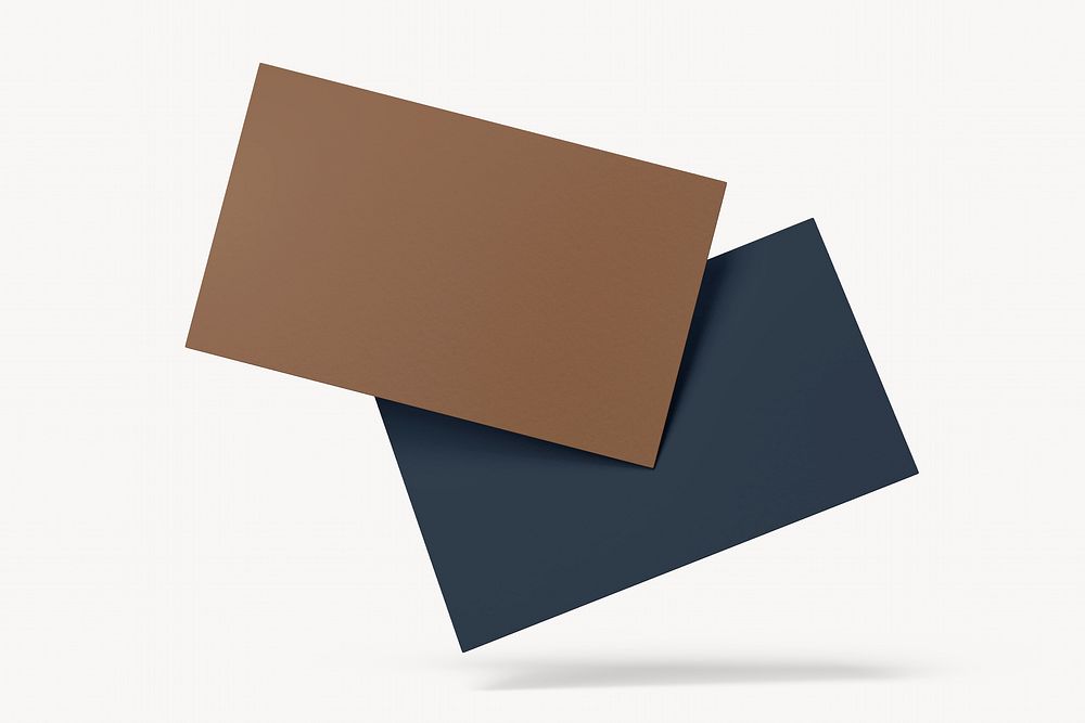 Two business cards, brown & blue 3D design