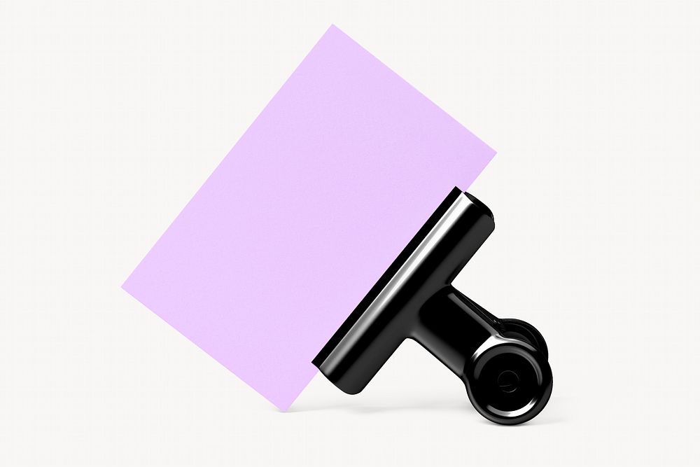 Business card with clip, purple 3D design